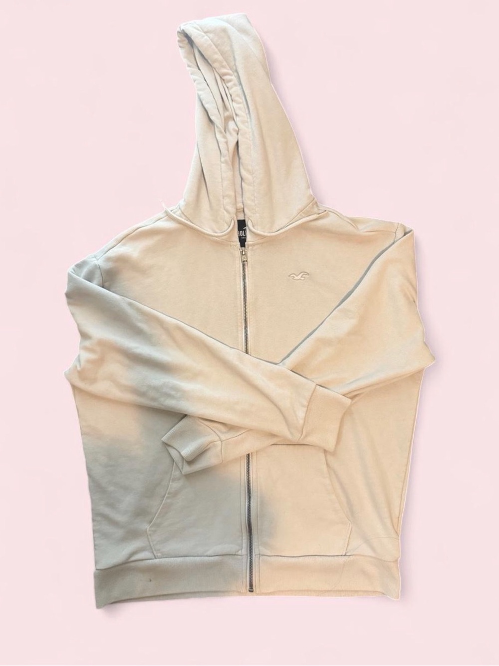 Hollister Cream Full-Zip Hoodie Bomber Jacket